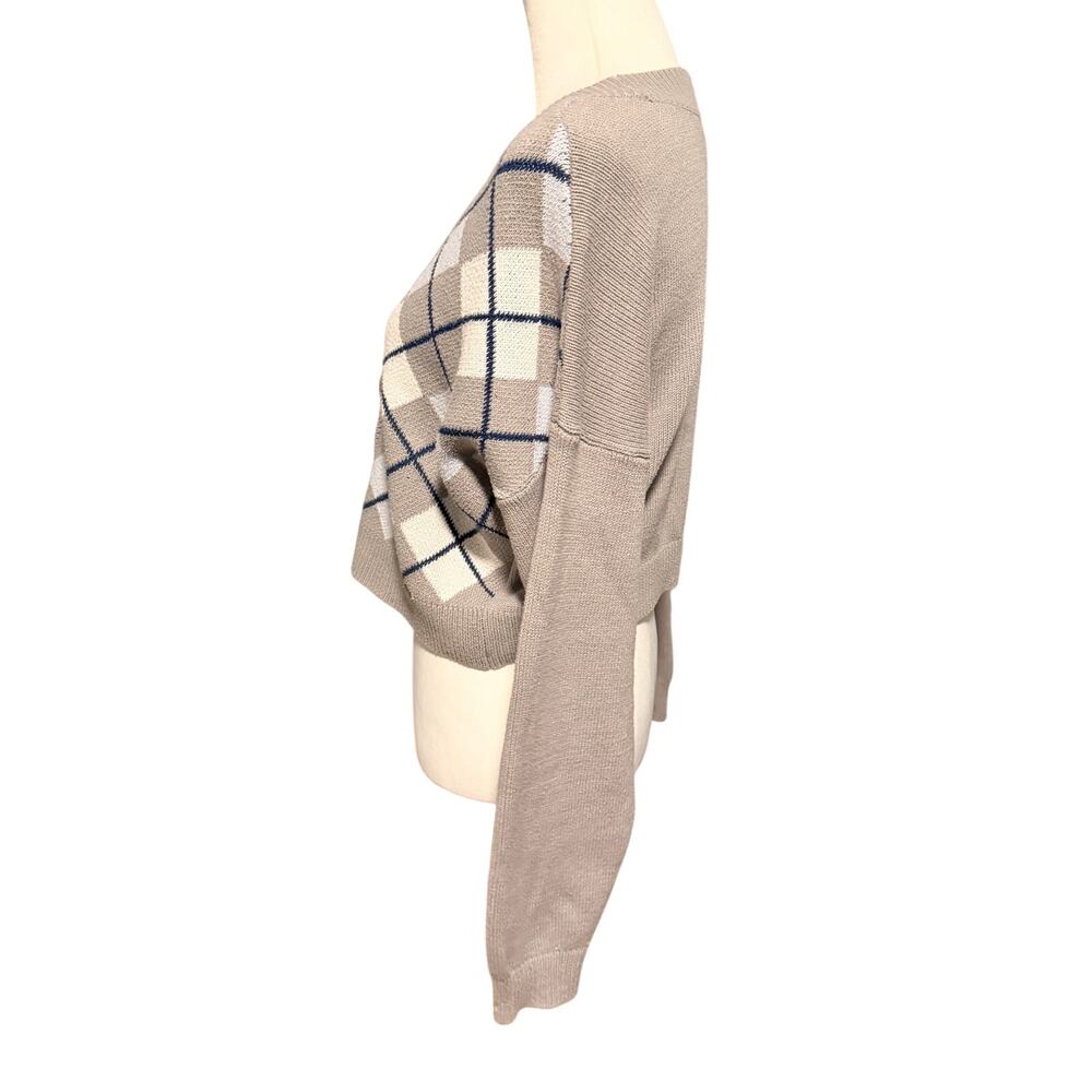 Hollister Crop Cardigan Medium Gray Blue White - Picture 2 of 4